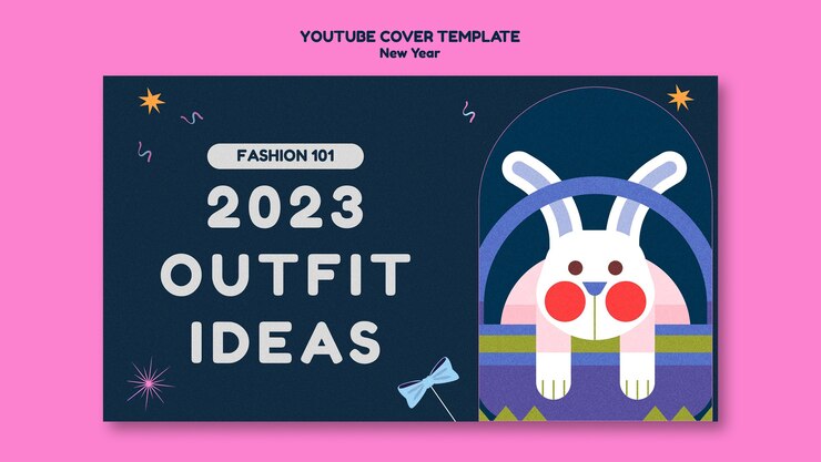 PSD Gratis new year celebration youtube cover template