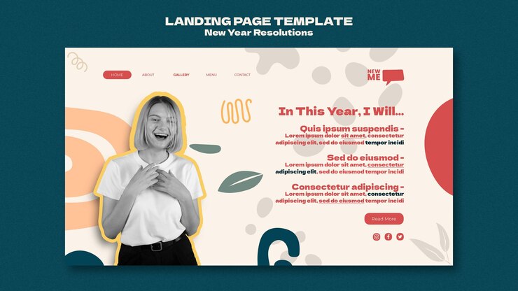 PSD Gratis new year resolutions web template