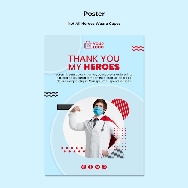 Gratis PSD niet alle helden dragen een capes-poster