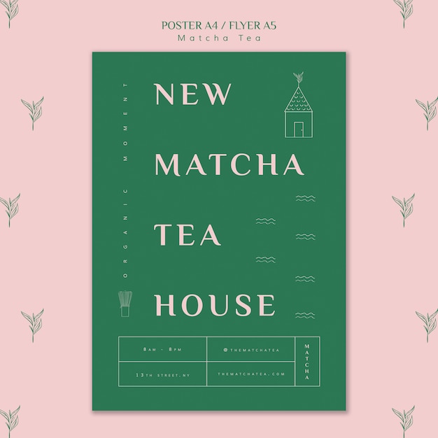 Nieuw matcha theehuis poster sjabloon