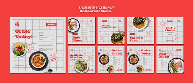 Gratis PSD nieuw restaurantmenu social media postsjabloon