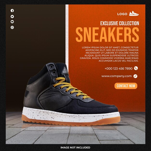 Nieuwe collectie sneakers sociale media sjabloon