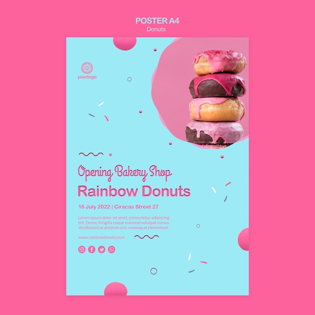 Nieuwe soorten donuts poster sjabloon