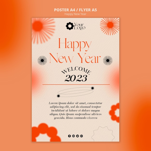 Gratis PSD nieuwjaar 2023 postersjabloon