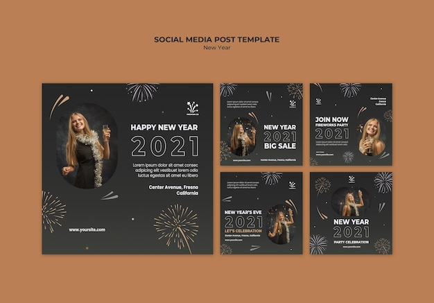 Gratis PSD nieuwjaar concept sociale media post sjabloon