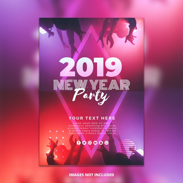 Nieuwjaarsfeest partij poster mockup