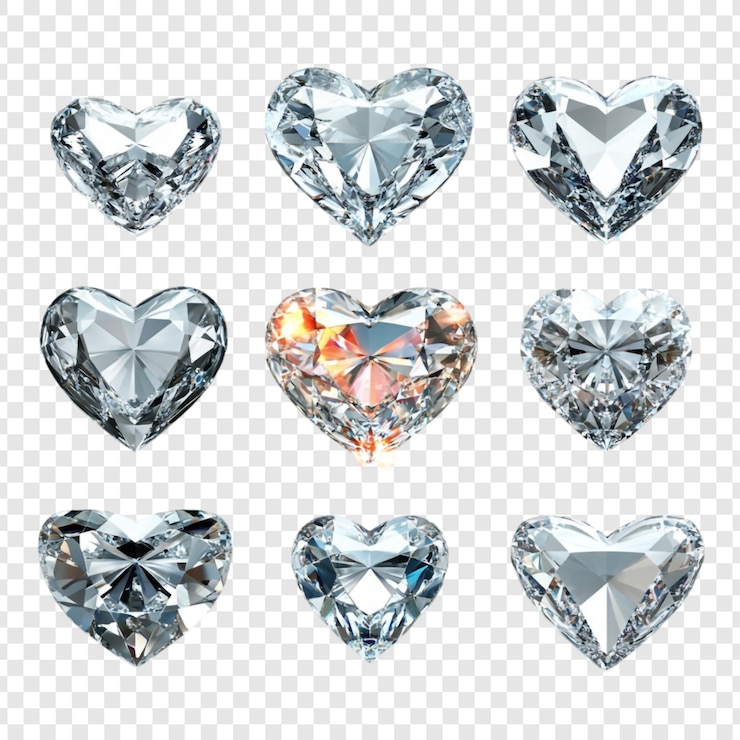 PSD Gratis nine sparkling heartshaped diamonds a collection of brilliant gems