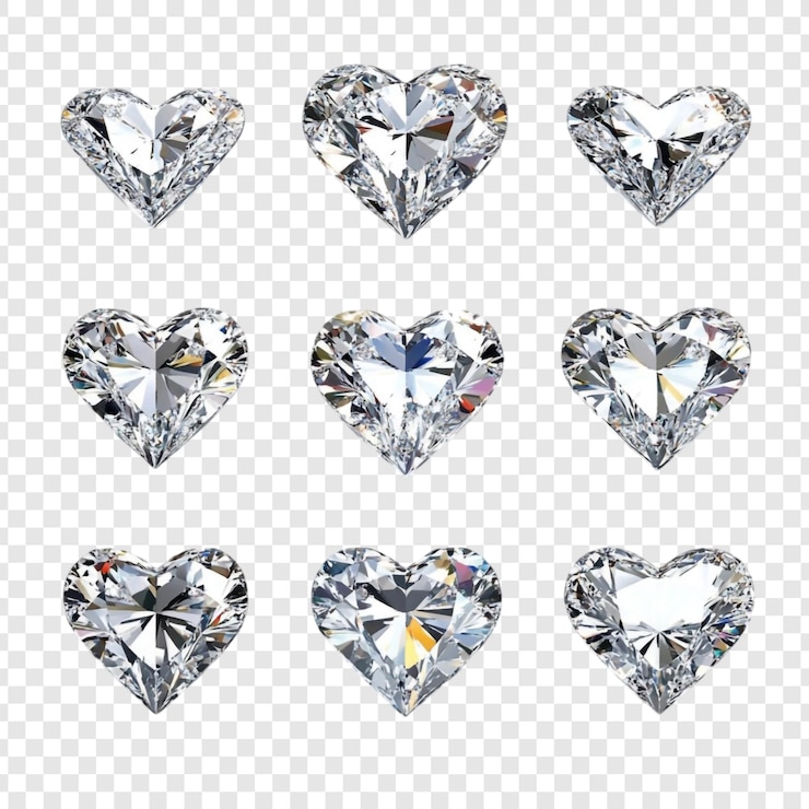 PSD Gratis nine sparkling heartshaped diamonds a collection of luxurious gems