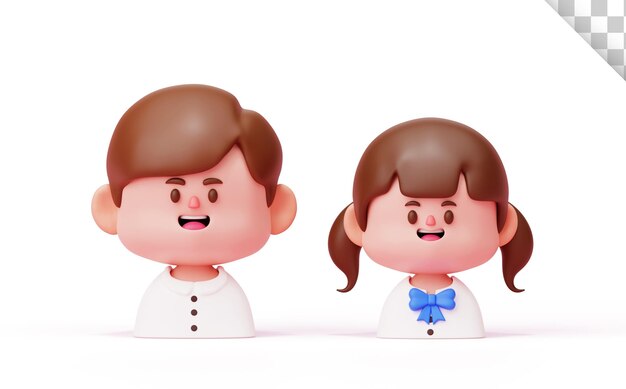Niño estudiante personaje niño y niña educación niños escuela elemento 3d dibujos animados fondo ilustración