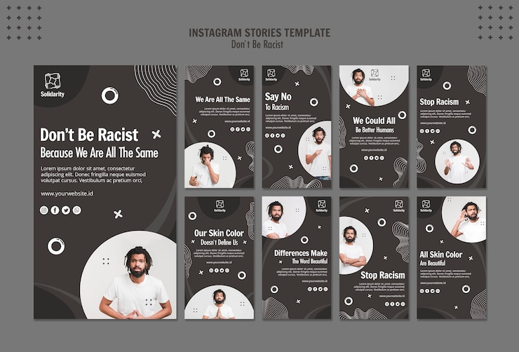 PSD gratuito no seas plantilla de historias de instagram de concepto racista