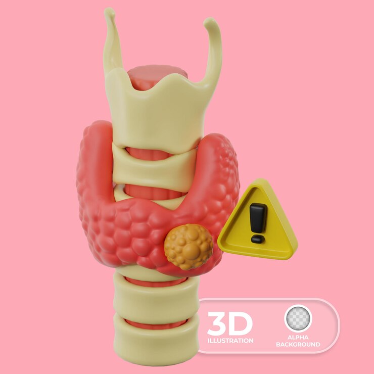 PSD gratuito noduli tiroidei e cancro illustrazione 3d