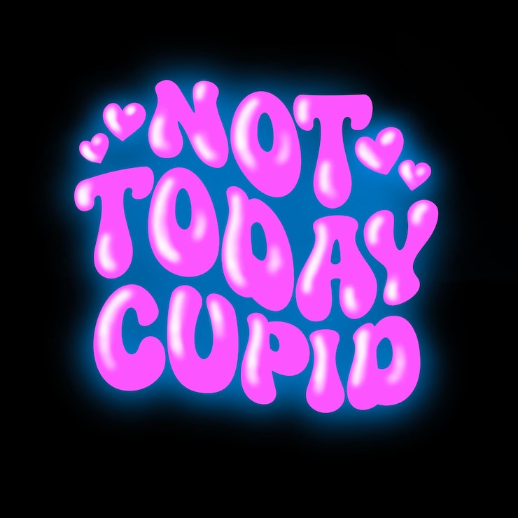 PSD gratuito non oggi, segno al neon di cupido.