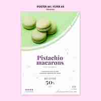 PSD gratuito nos encantan los macarons con plantilla de póster de pistacho