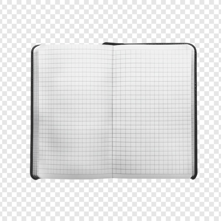 PSD gratuito notebook a griglia vuota aperto e pronto per appunti e idee