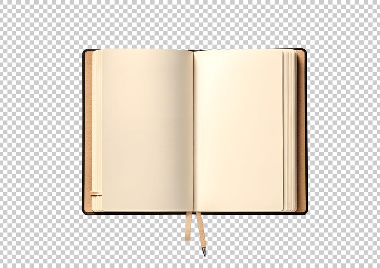 notebook aperto isolato su sfondo
