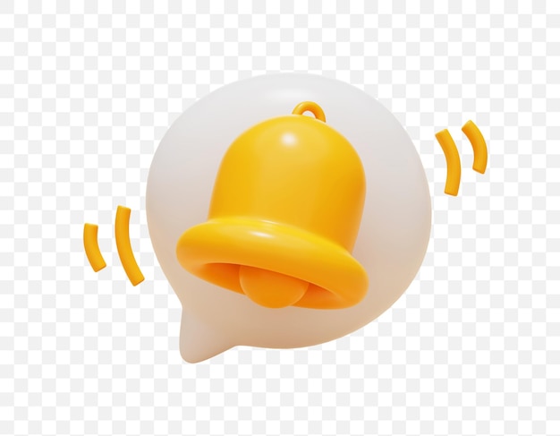 Notificación de campana en alerta de chat de burbuja de voz nuevo signo de información de evento o símbolo icono de sitio web ilustración 3d