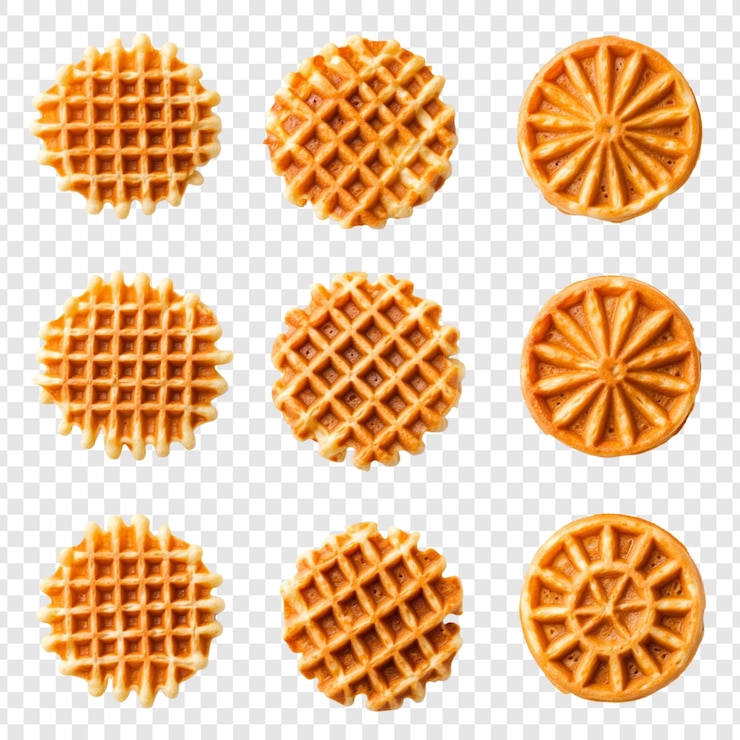 PSD gratuito nove deliziosi waffle dorati marroni