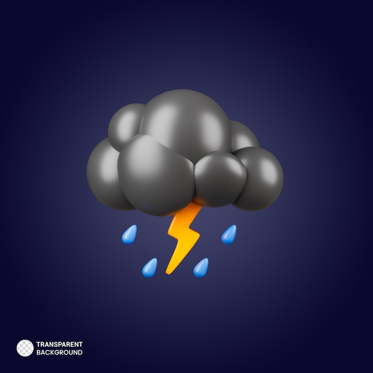 PSD gratuito nube nocturna con icono de trueno 3d render ilustración