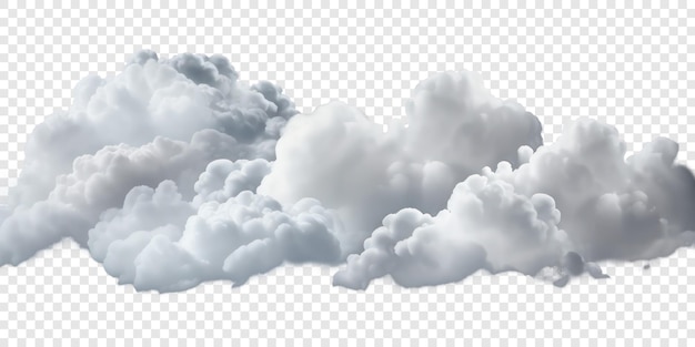 Nubes blancas y esponjosas naturales aisladas sobre un fondo transparente