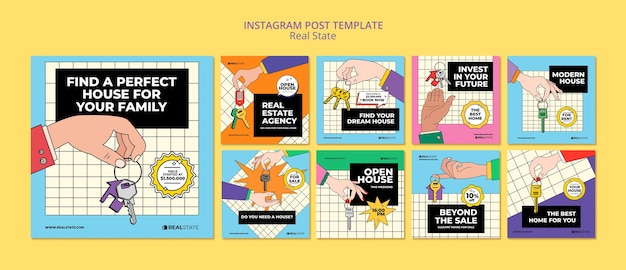 PSD gratuito nueva colección de publicaciones de instagram de bienes raíces para el hogar