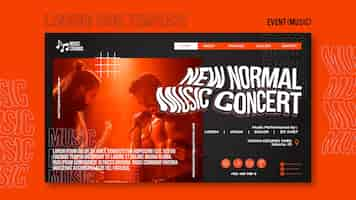 PSD gratuito nueva página de inicio de conciertos de música normal