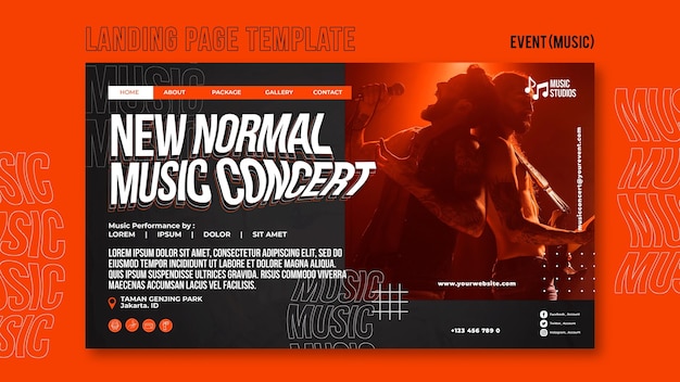 PSD gratuito nueva página de inicio de conciertos de música normal