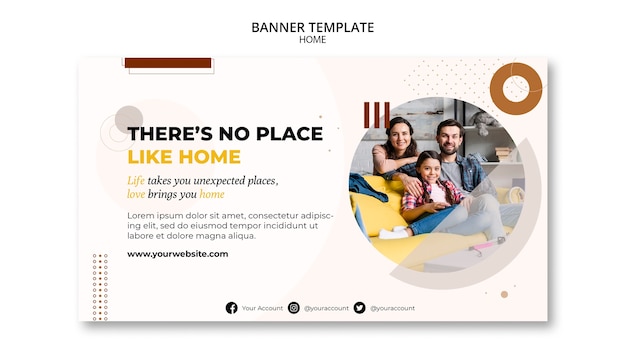 Nueva plantilla de banner horizontal para el hogar con formas minimalistas