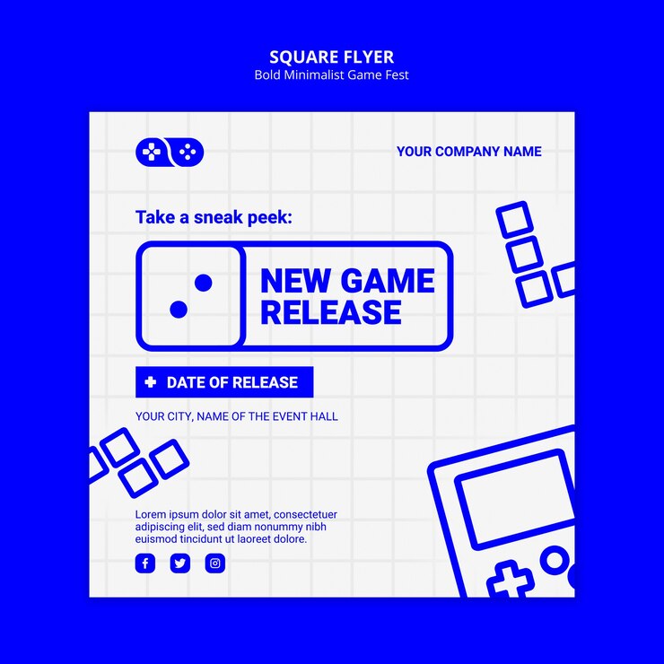 PSD gratuito nueva plantilla de volante cuadrado fest de lanzamiento del juego