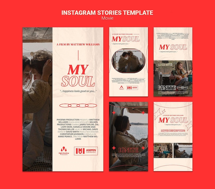 PSD gratuito nuevas historias de instagram de películas