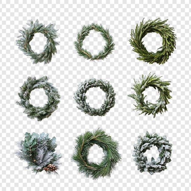 Nueve colecciones de coronas navideñas festivas