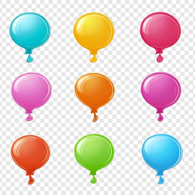 Nueve coloridos globos brillantes una vibrante colección de globos redondos de varios colores perfectos para celebraciones decoraciones y diseños