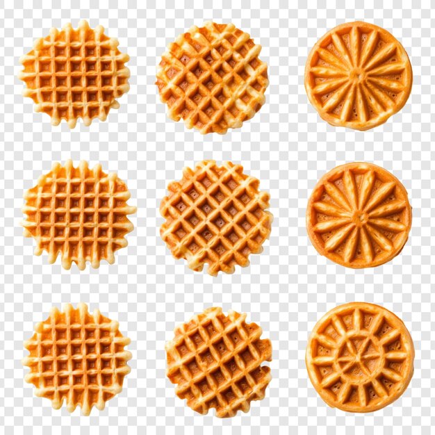 Nueve deliciosos waffles de color marrón dorado