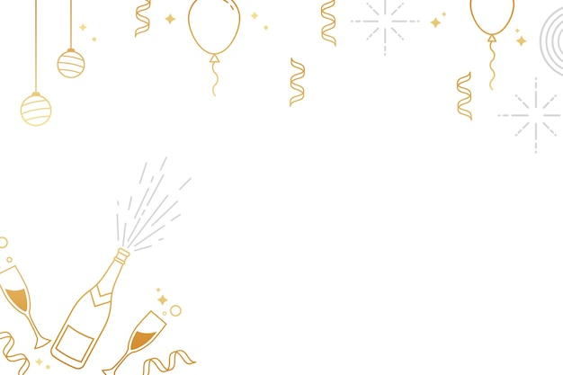 Nuevo año diseño plano borde aislado