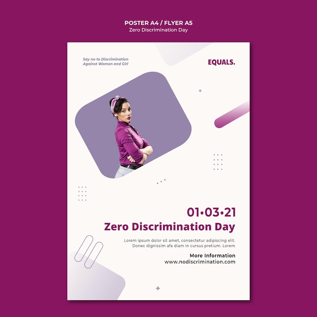 Gratis PSD nul discriminatie dag evenement folder sjabloon