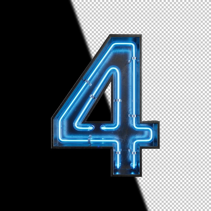 PSD Gratis number 4 made from neon light