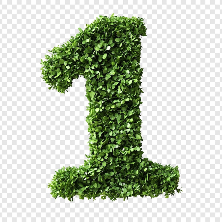 PSD Gratis number one crafted from lush greenery a symbol of fresh beginnings