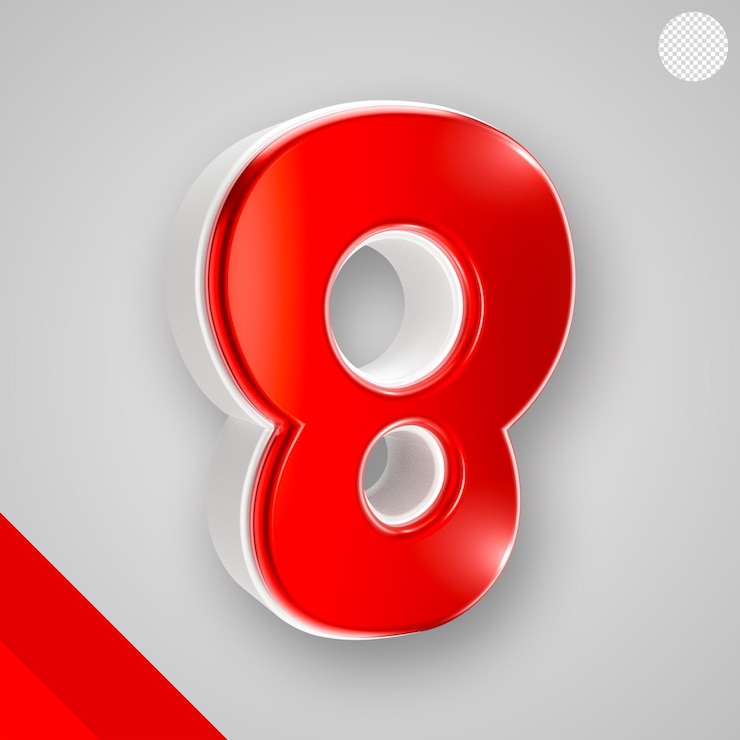 PSD gratuito numeri rossi lucidi con lettera bianca 3d 8