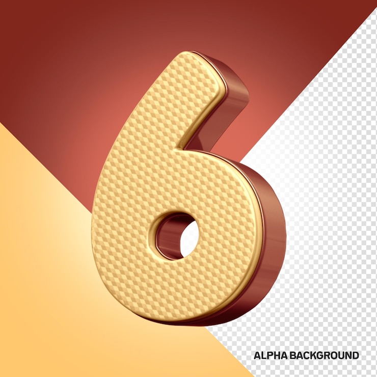 PSD gratuito numero di carattere dell'alfabeto hore 6 modello 3d