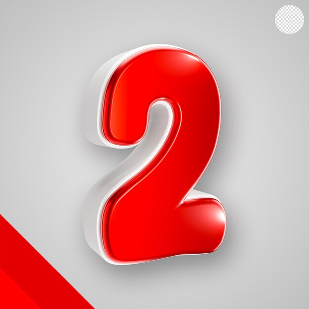 Números rojos brillantes con letra 3d blanca 2