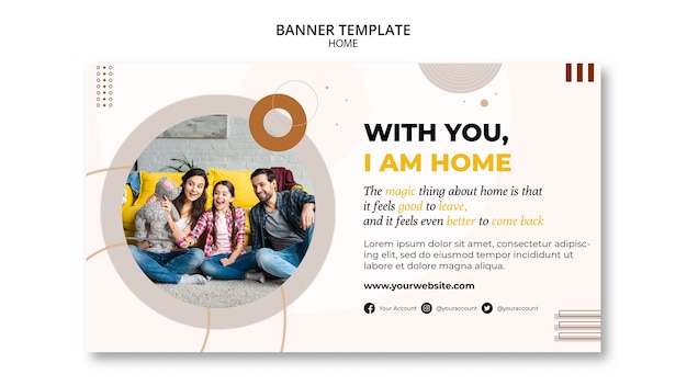 Nuovo modello di banner orizzontale per la casa con forme minimaliste