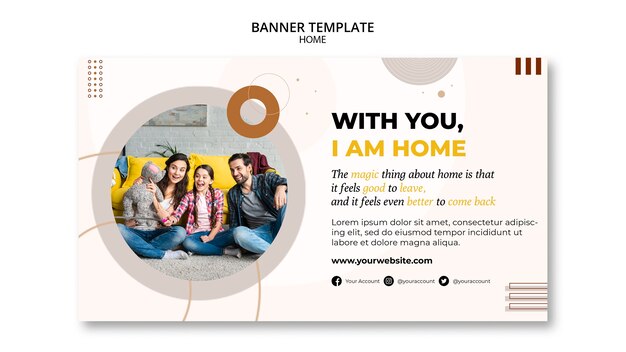 Nuovo modello di banner orizzontale per la casa con forme minimaliste