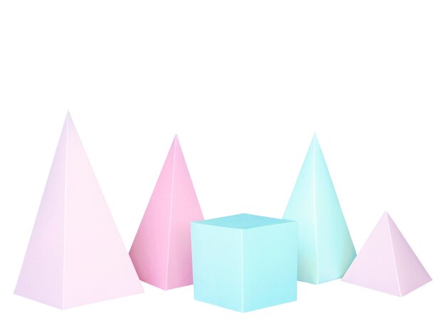Objetos de papel abstractos aislados sobre fondo blanco