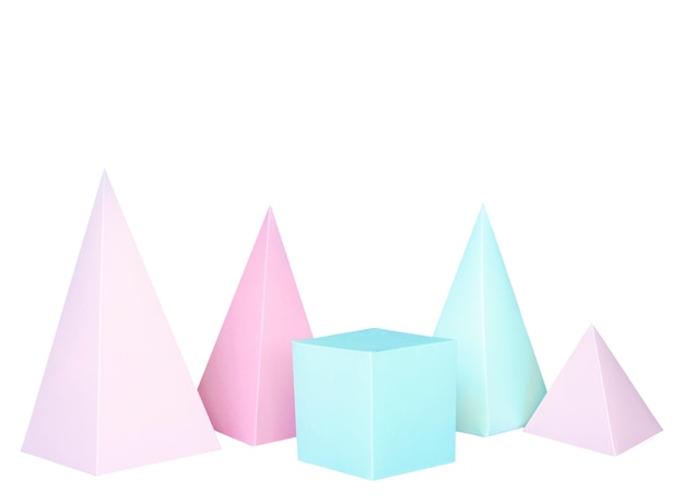 Objetos de papel abstractos aislados sobre fondo blanco