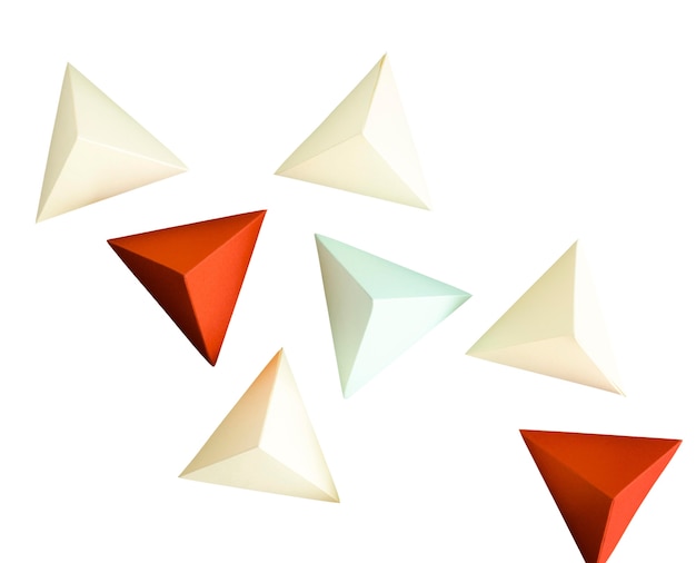 Objetos de papel abstractos aislados sobre fondo blanco