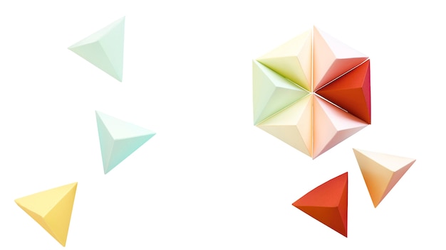 Objetos de papel abstractos aislados sobre un fondo blanco