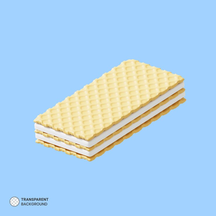 PSD gratuito oblea de vainilla con icono de crema aislado 3d renderizar ilustración