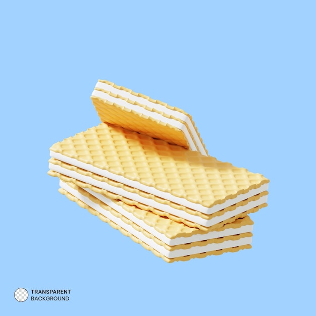 Oblea de vainilla con icono de crema aislado 3d renderizar ilustración