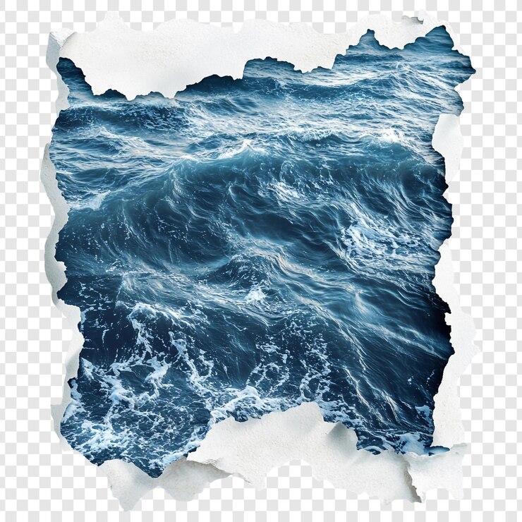 PSD Gratis ocean waves through a torn paper a dramatic seascape
