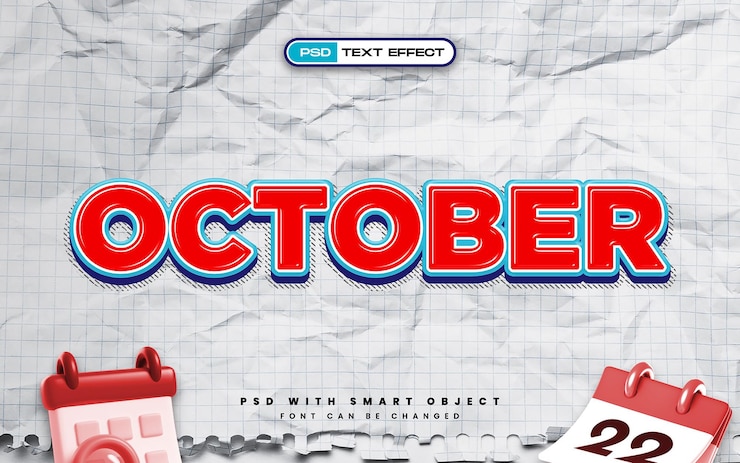 PSD Gratis october text effect