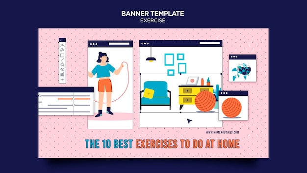 Gratis PSD oefening thuis horizontale banner
